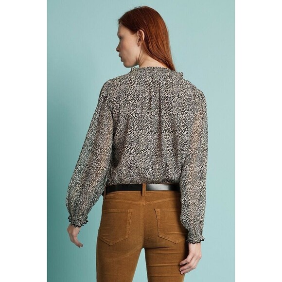 Velvet by Graham & Spencer Anthropologie Mel Leopard Printed Blouse Top S 221529 - Picture 3 of 8